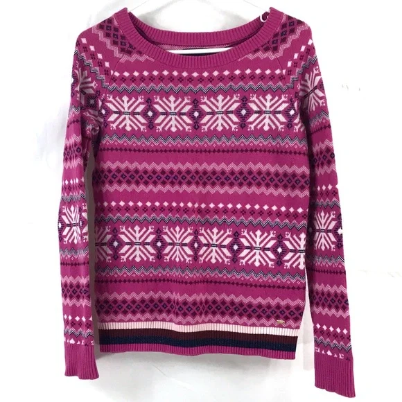 Tommy Hilfiger Pull-over Pink Sweater with Snowflakes - Picture 2 of 8